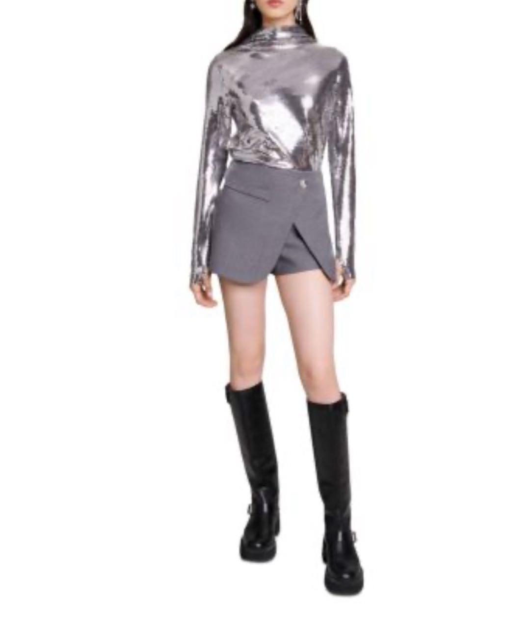 MAJE Серебряная полиамидовая блузы, фото 5