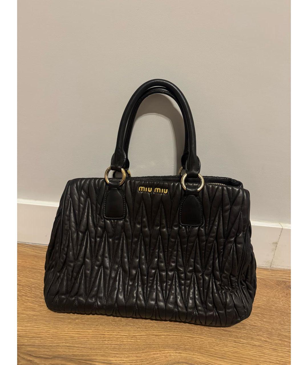 MIU MIU Черная кожаная сумка с короткими ручками, фото 9