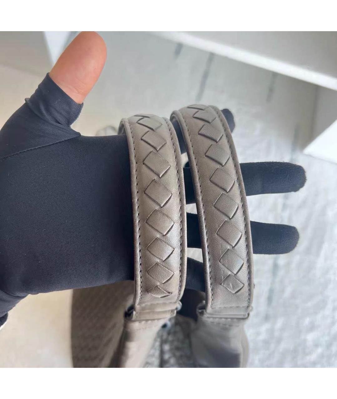 BOTTEGA VENETA Антрацитовая кожаная сумка с короткими ручками, фото 5