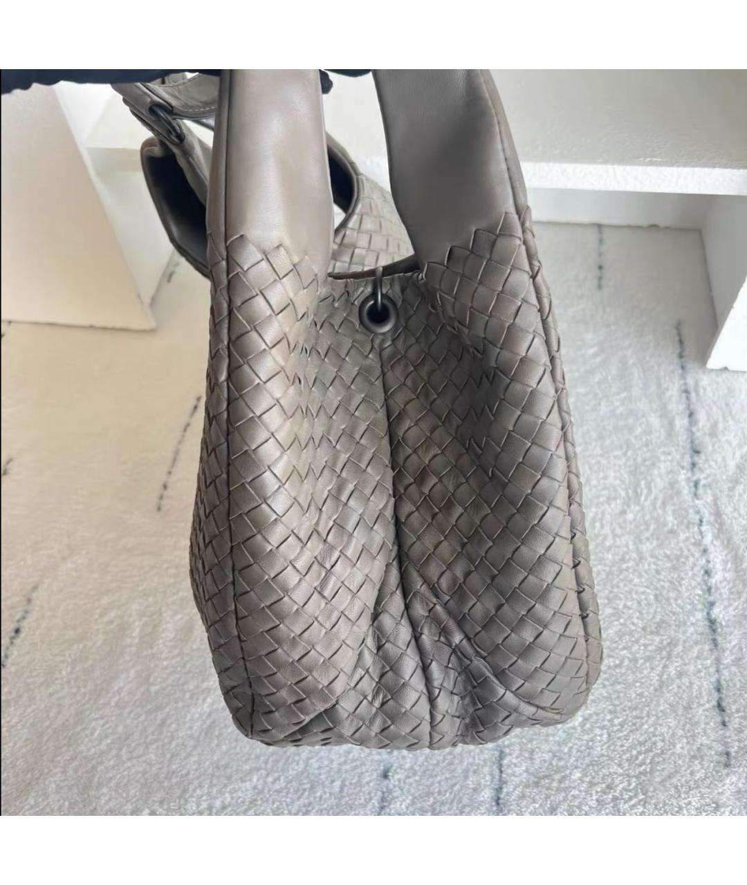 BOTTEGA VENETA Антрацитовая кожаная сумка с короткими ручками, фото 3