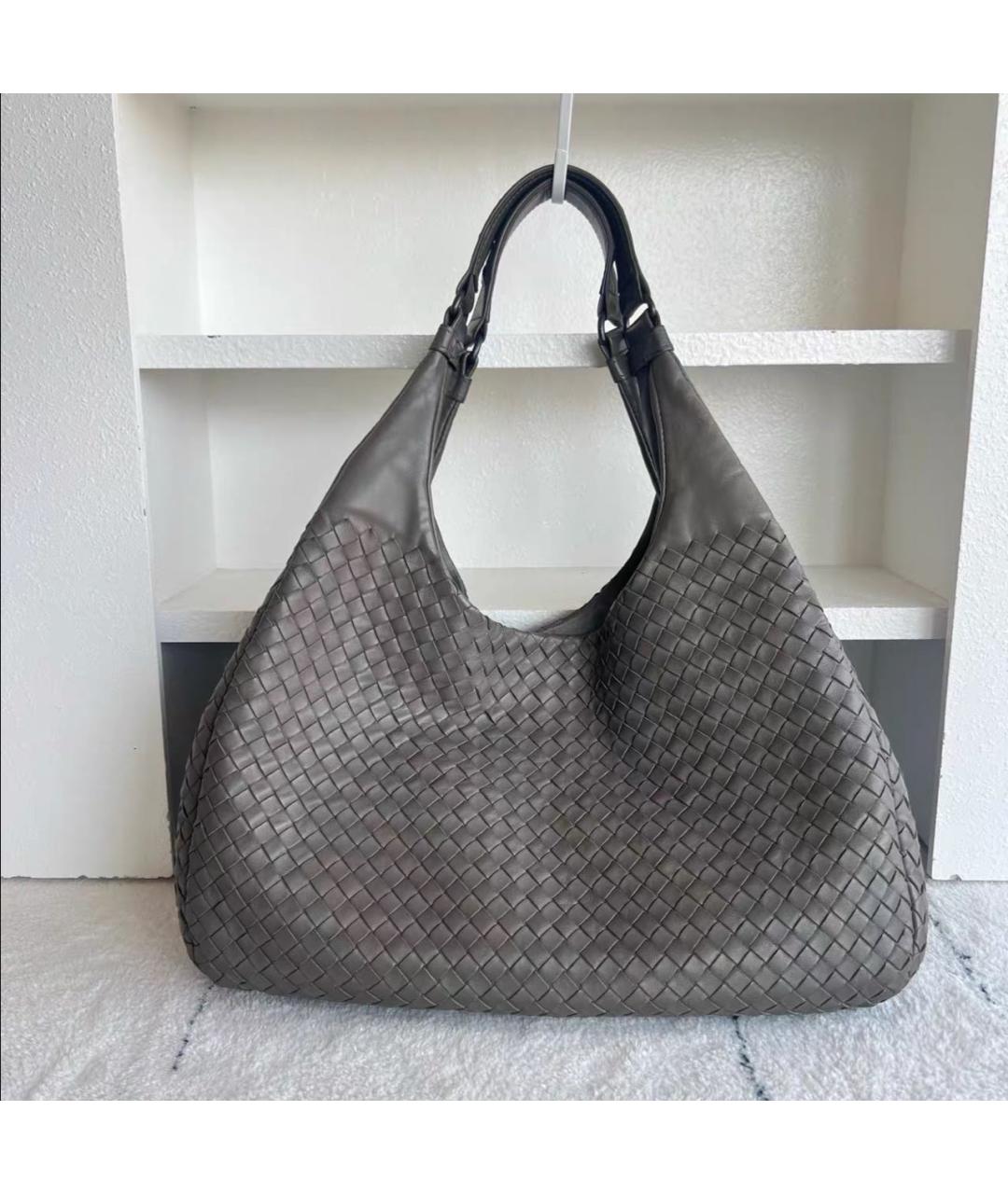 BOTTEGA VENETA Антрацитовая кожаная сумка с короткими ручками, фото 2