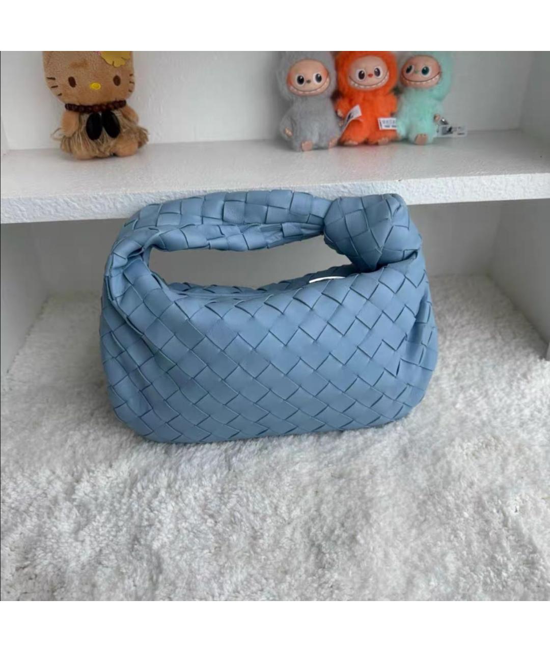 BOTTEGA VENETA Голубая кожаная сумка с короткими ручками, фото 3