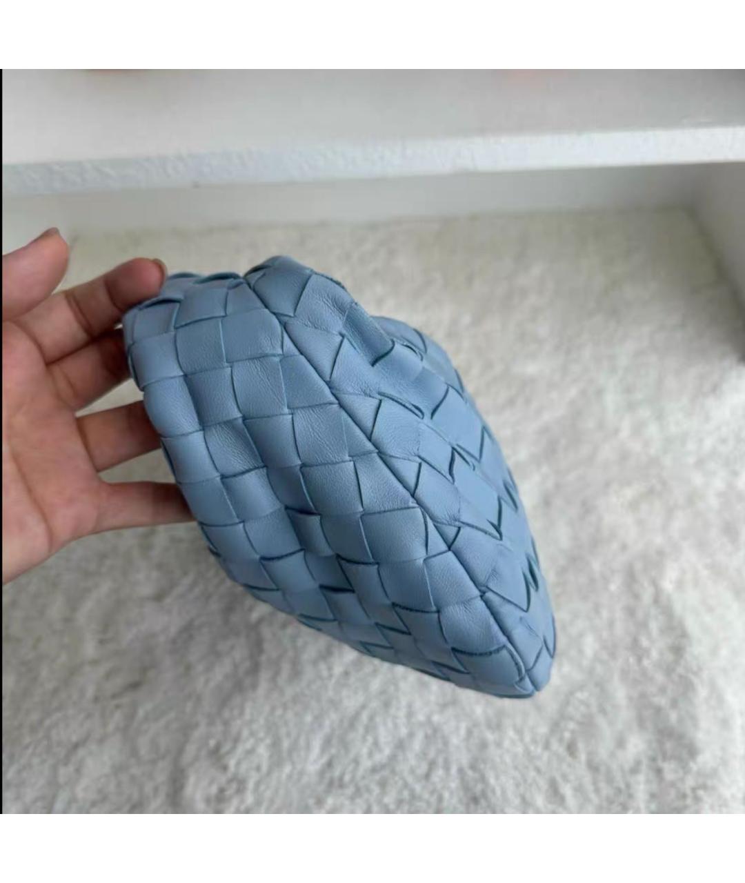 BOTTEGA VENETA Голубая кожаная сумка с короткими ручками, фото 4