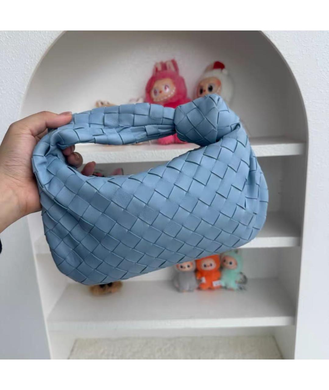 BOTTEGA VENETA Голубая кожаная сумка с короткими ручками, фото 2