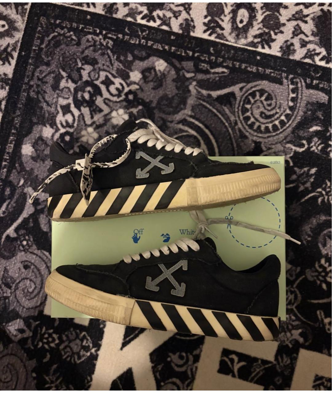 OFF-WHITE Черные текстильные низкие кроссовки / кеды, фото 5