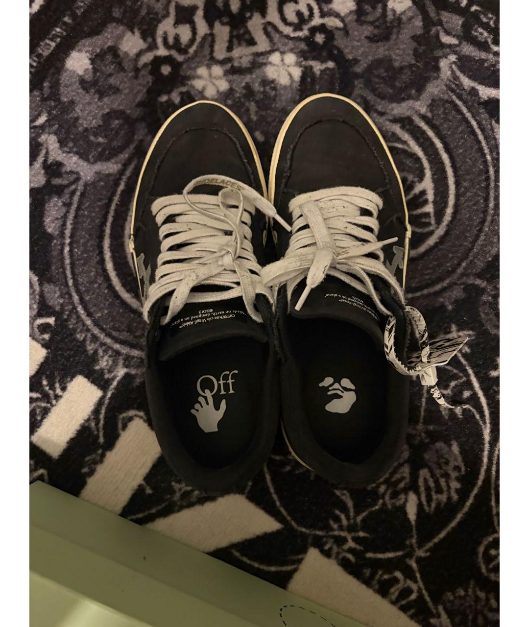 OFF-WHITE Черные текстильные низкие кроссовки / кеды, фото 3