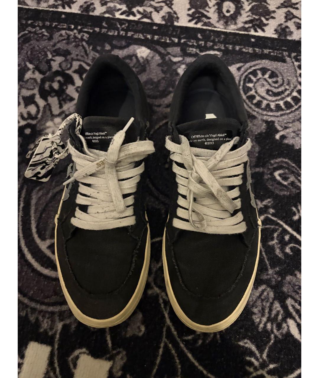 OFF-WHITE Черные текстильные низкие кроссовки / кеды, фото 2