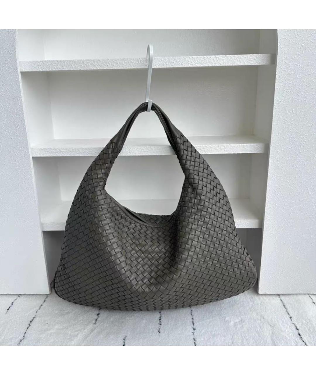 BOTTEGA VENETA Антрацитовая кожаная сумка тоут, фото 7