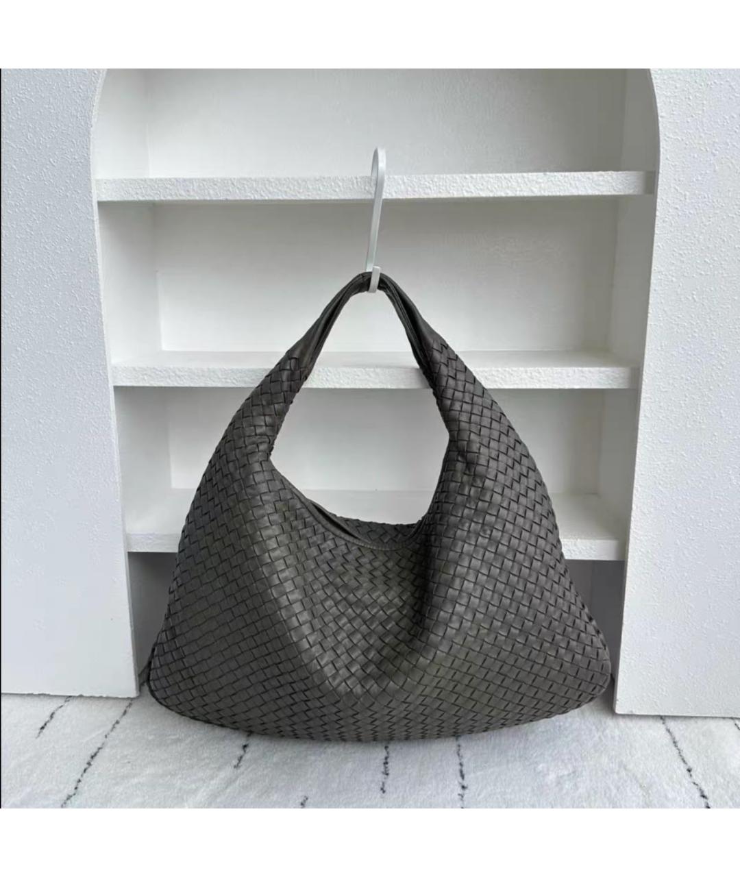 BOTTEGA VENETA Антрацитовая кожаная сумка тоут, фото 2