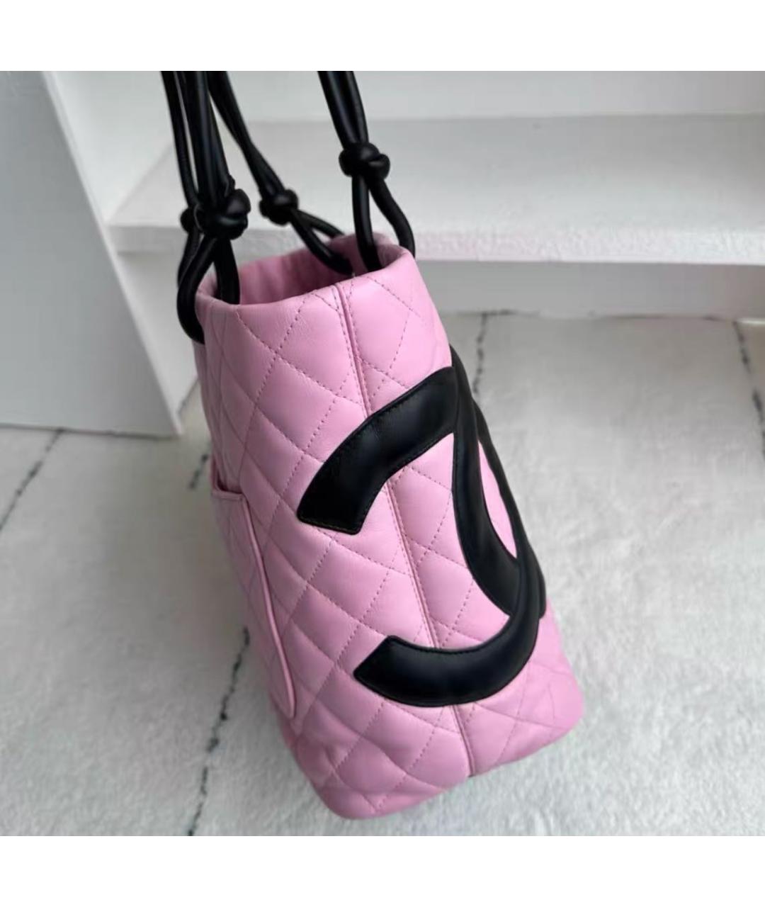 CHANEL Розовая кожаная сумка с короткими ручками, фото 5