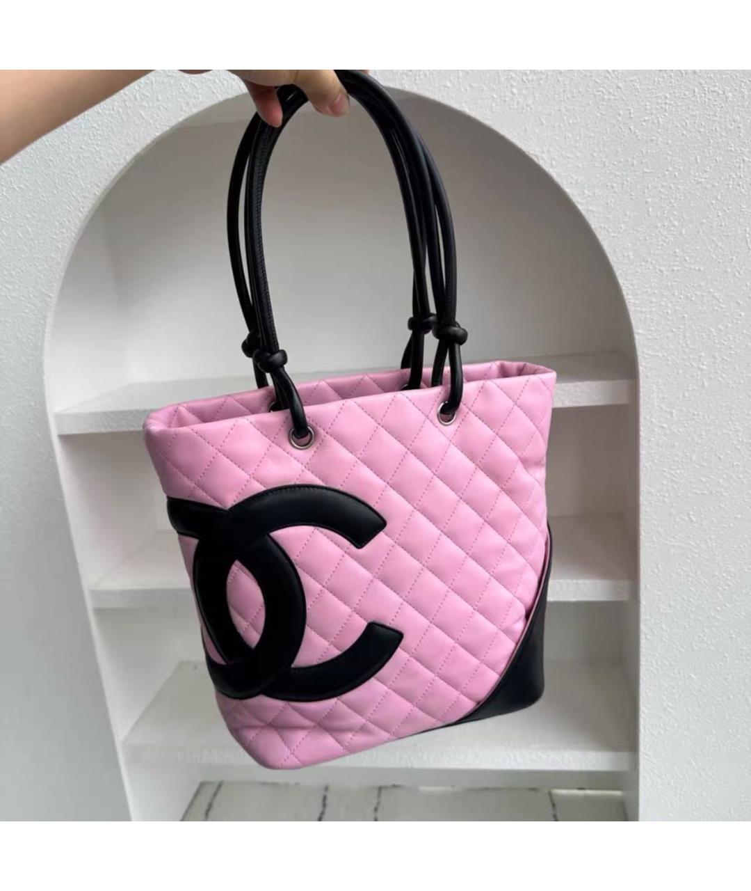 CHANEL Розовая кожаная сумка с короткими ручками, фото 2