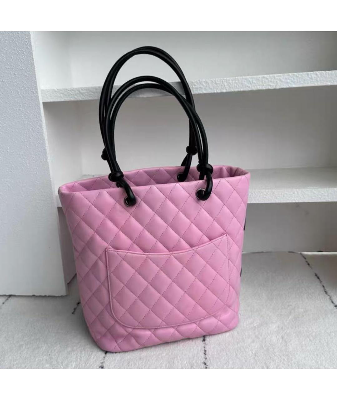 CHANEL Розовая кожаная сумка с короткими ручками, фото 4