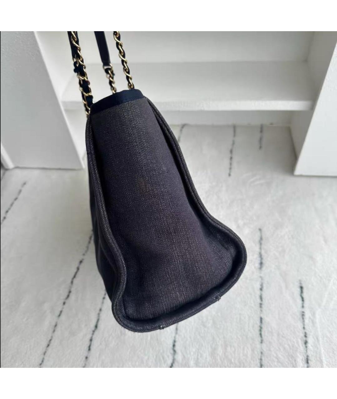 CHANEL Синяя тканевая сумка тоут, фото 5