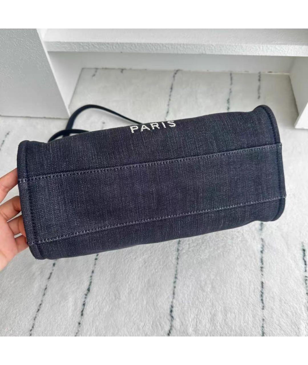 CHANEL Синяя тканевая сумка тоут, фото 6