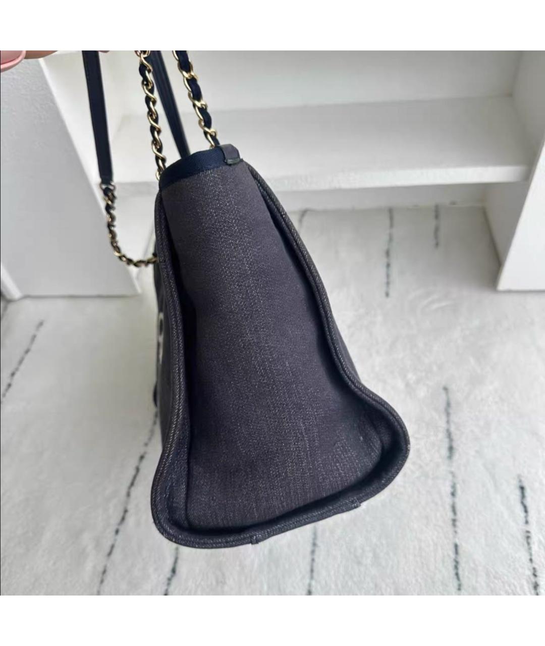 CHANEL Синяя тканевая сумка тоут, фото 4