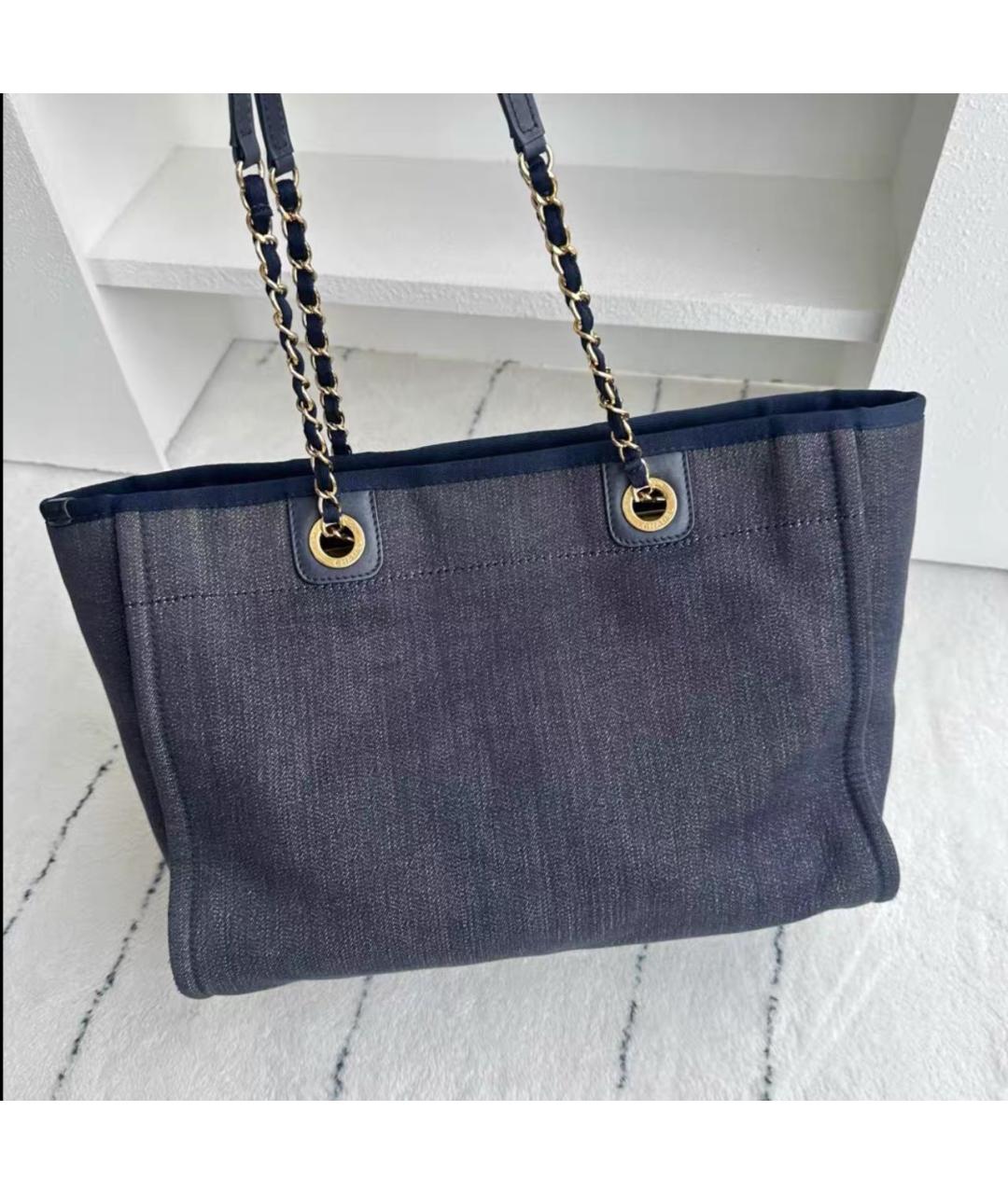 CHANEL Синяя тканевая сумка тоут, фото 2