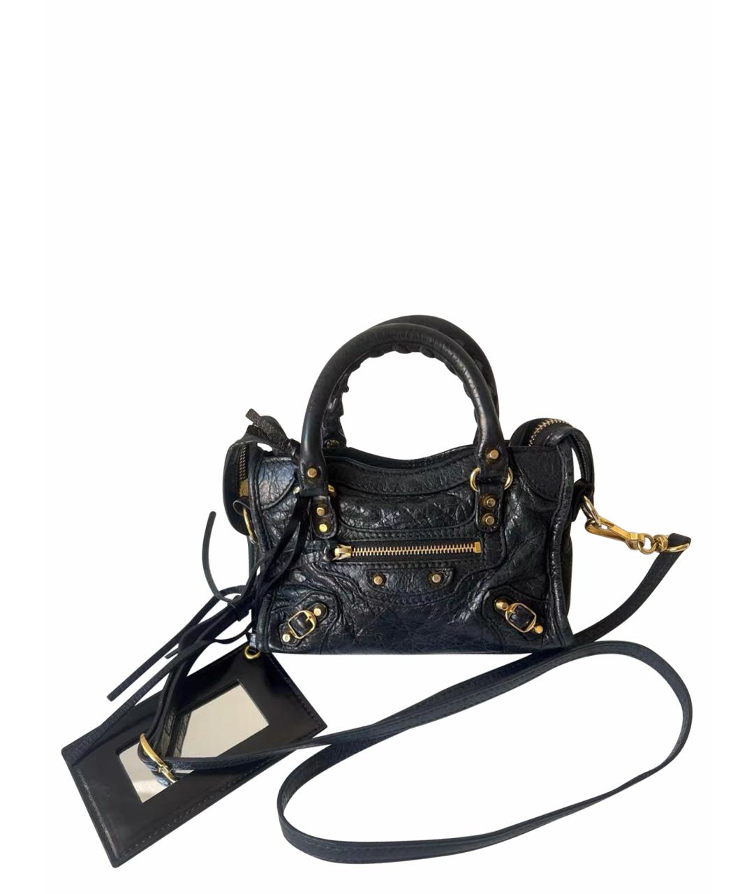 BALENCIAGA Черная кожаная сумка с короткими ручками, фото 1