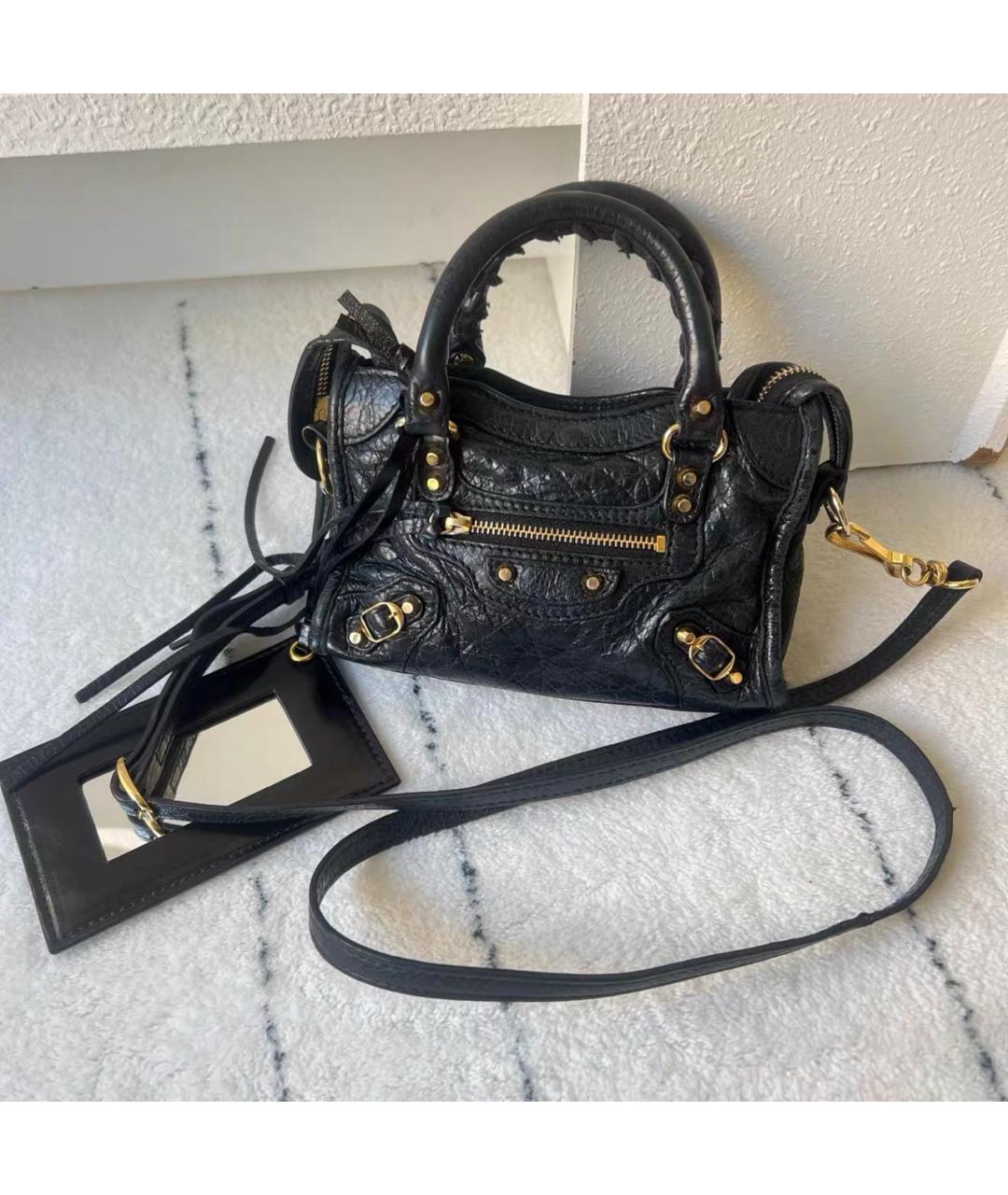 BALENCIAGA Черная кожаная сумка с короткими ручками, фото 6