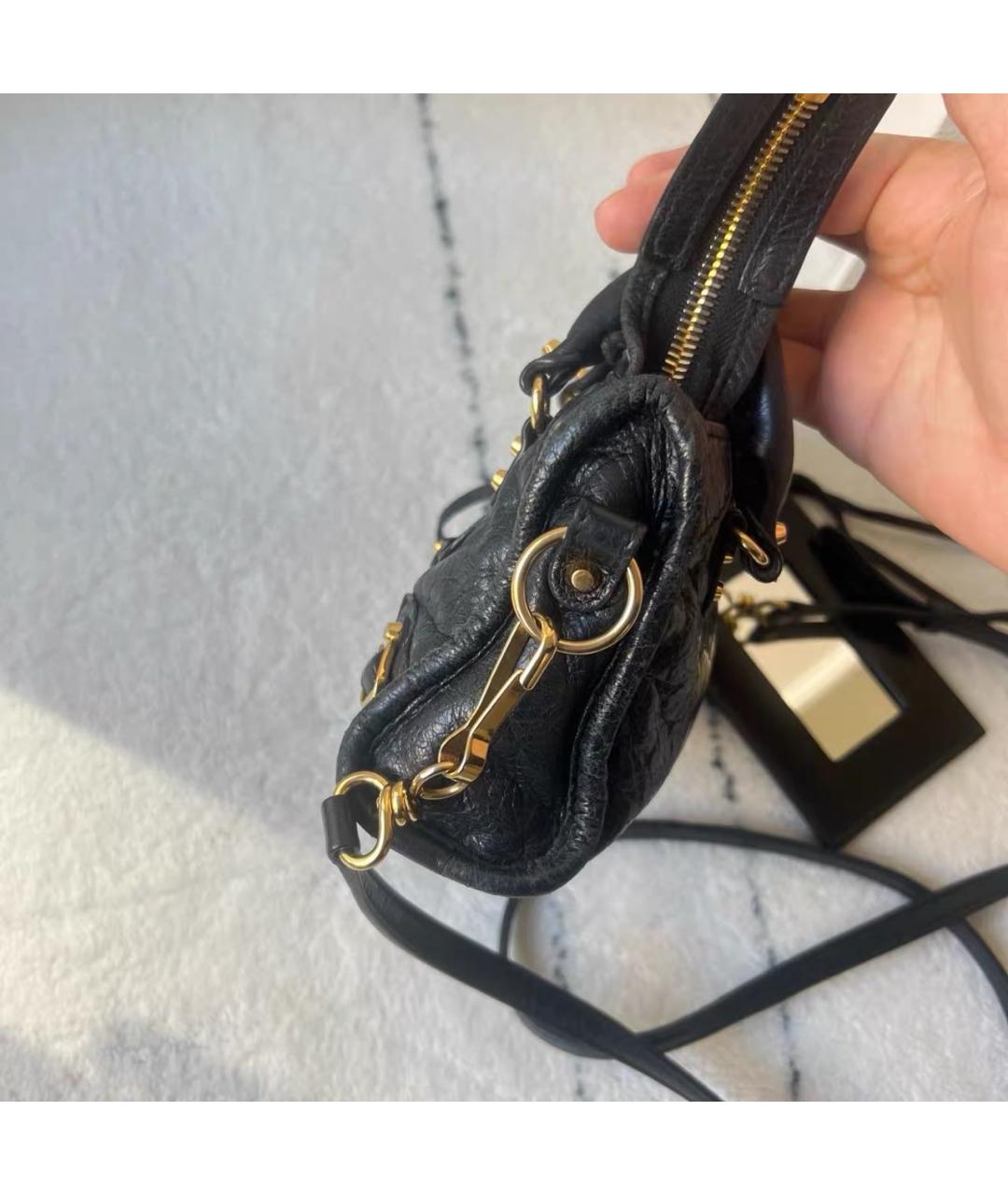 BALENCIAGA Черная кожаная сумка с короткими ручками, фото 3