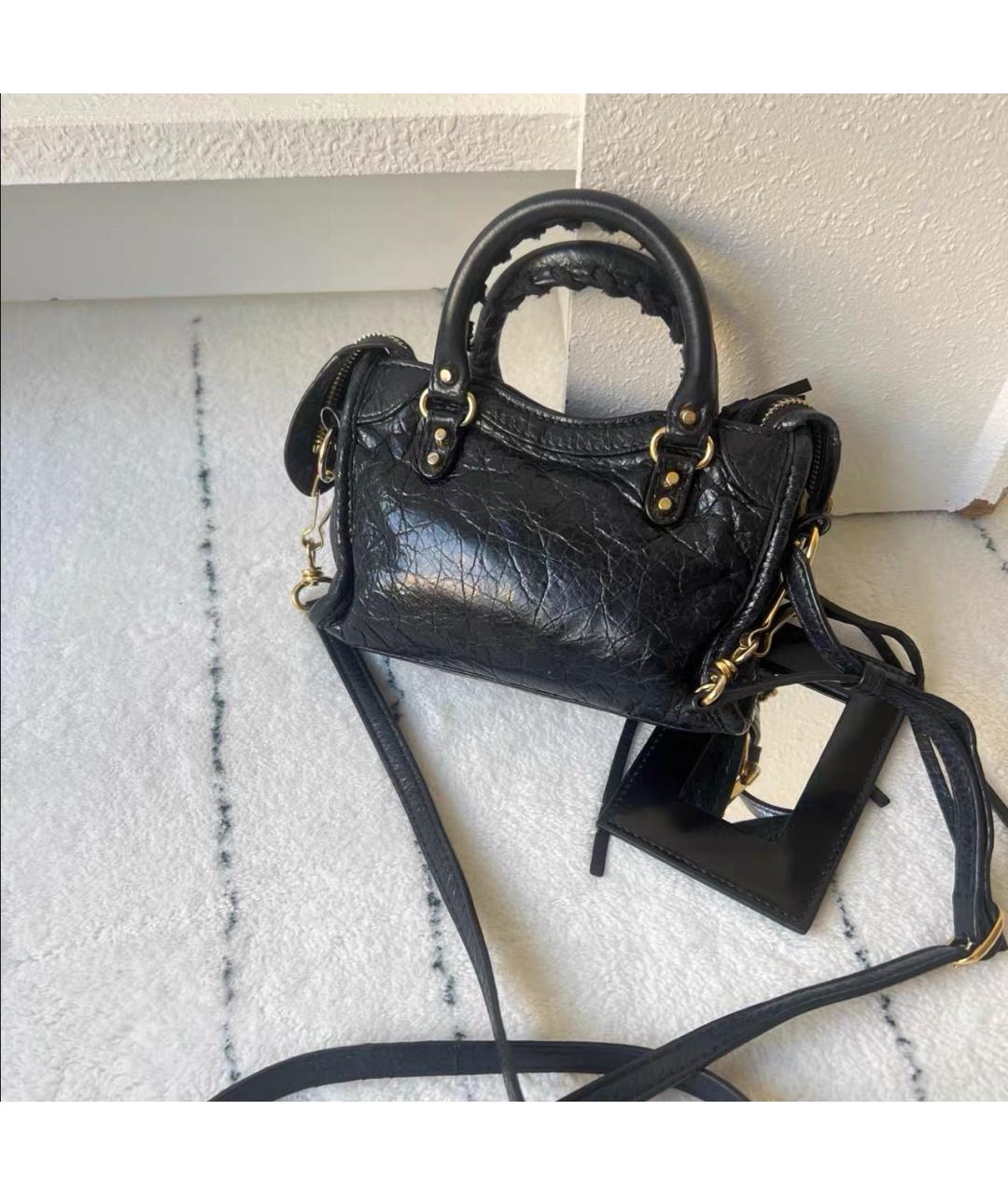 BALENCIAGA Черная кожаная сумка с короткими ручками, фото 2