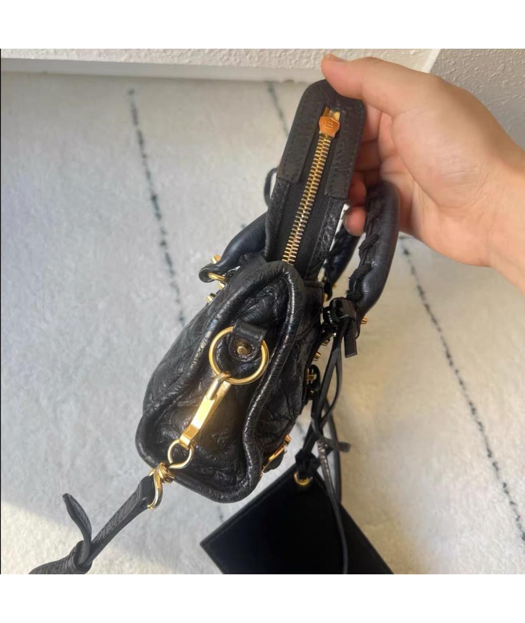BALENCIAGA Черная кожаная сумка с короткими ручками, фото 4