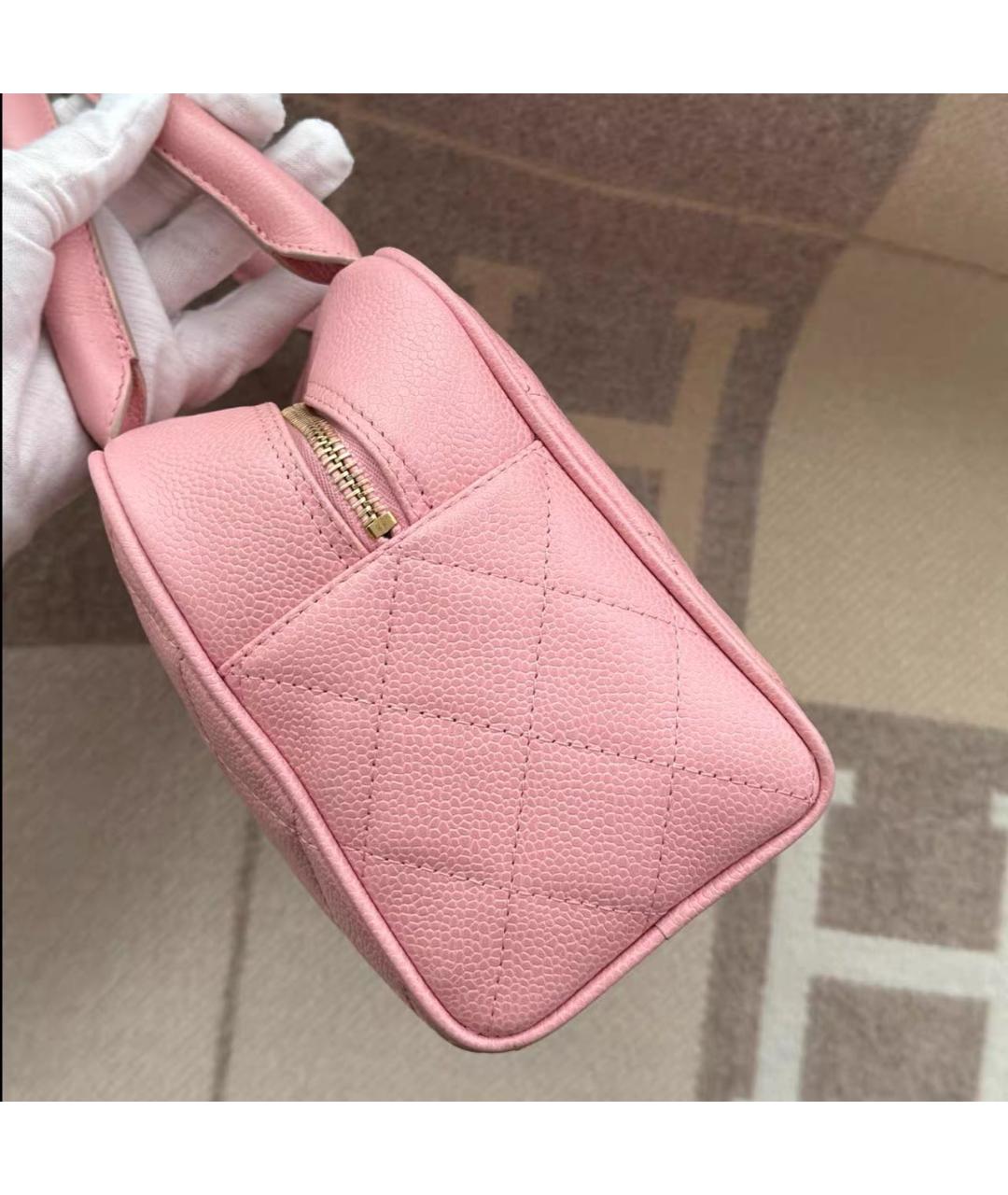 CHANEL Розовая кожаная сумка с короткими ручками, фото 4