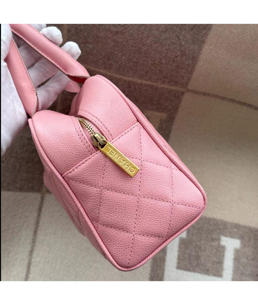 CHANEL Розовая кожаная сумка с короткими ручками, фото 5