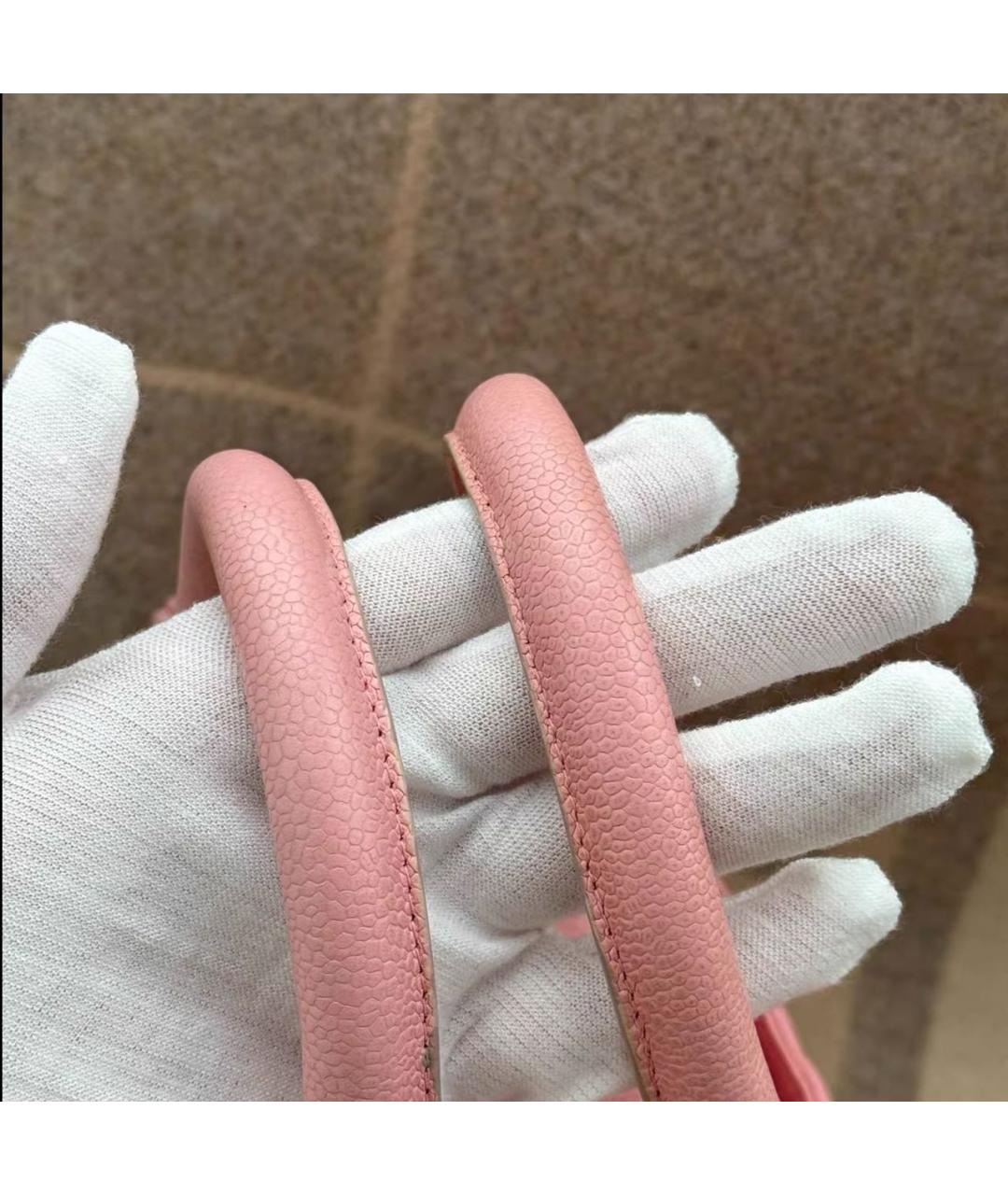 CHANEL Розовая кожаная сумка с короткими ручками, фото 3