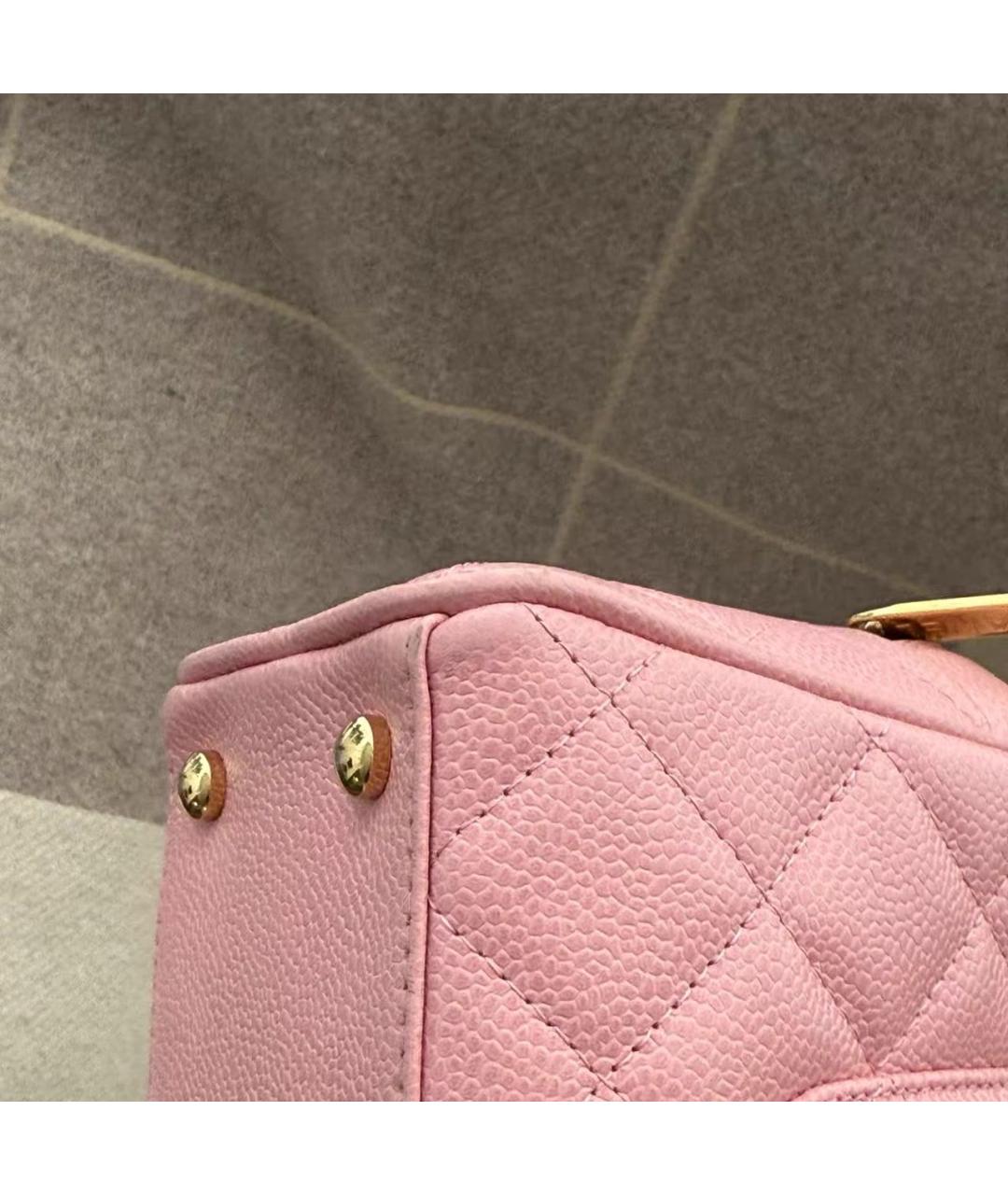 CHANEL Розовая кожаная сумка с короткими ручками, фото 7