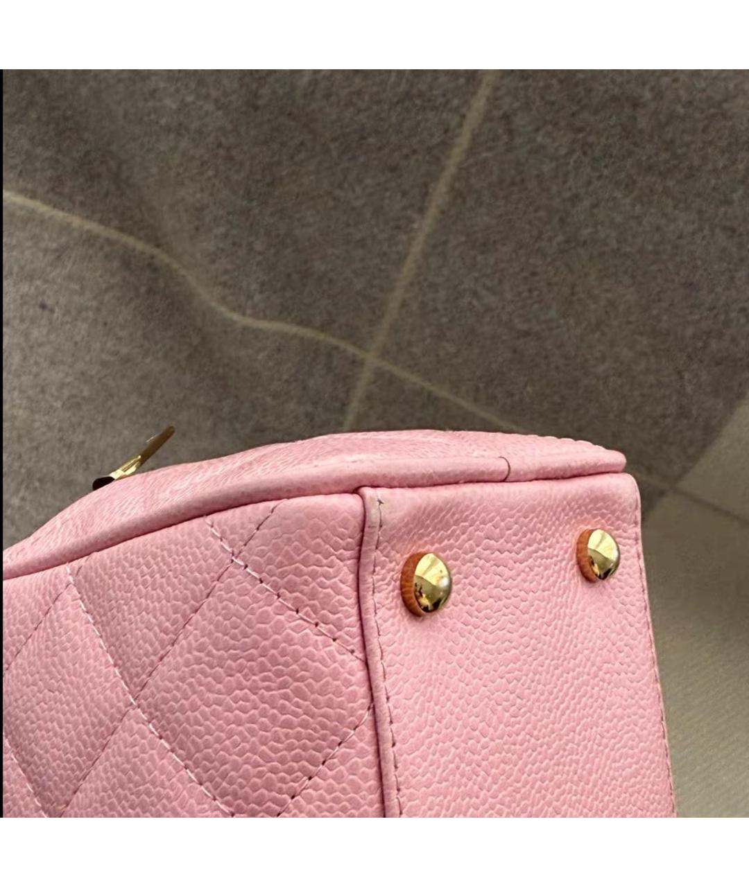 CHANEL Розовая кожаная сумка с короткими ручками, фото 6