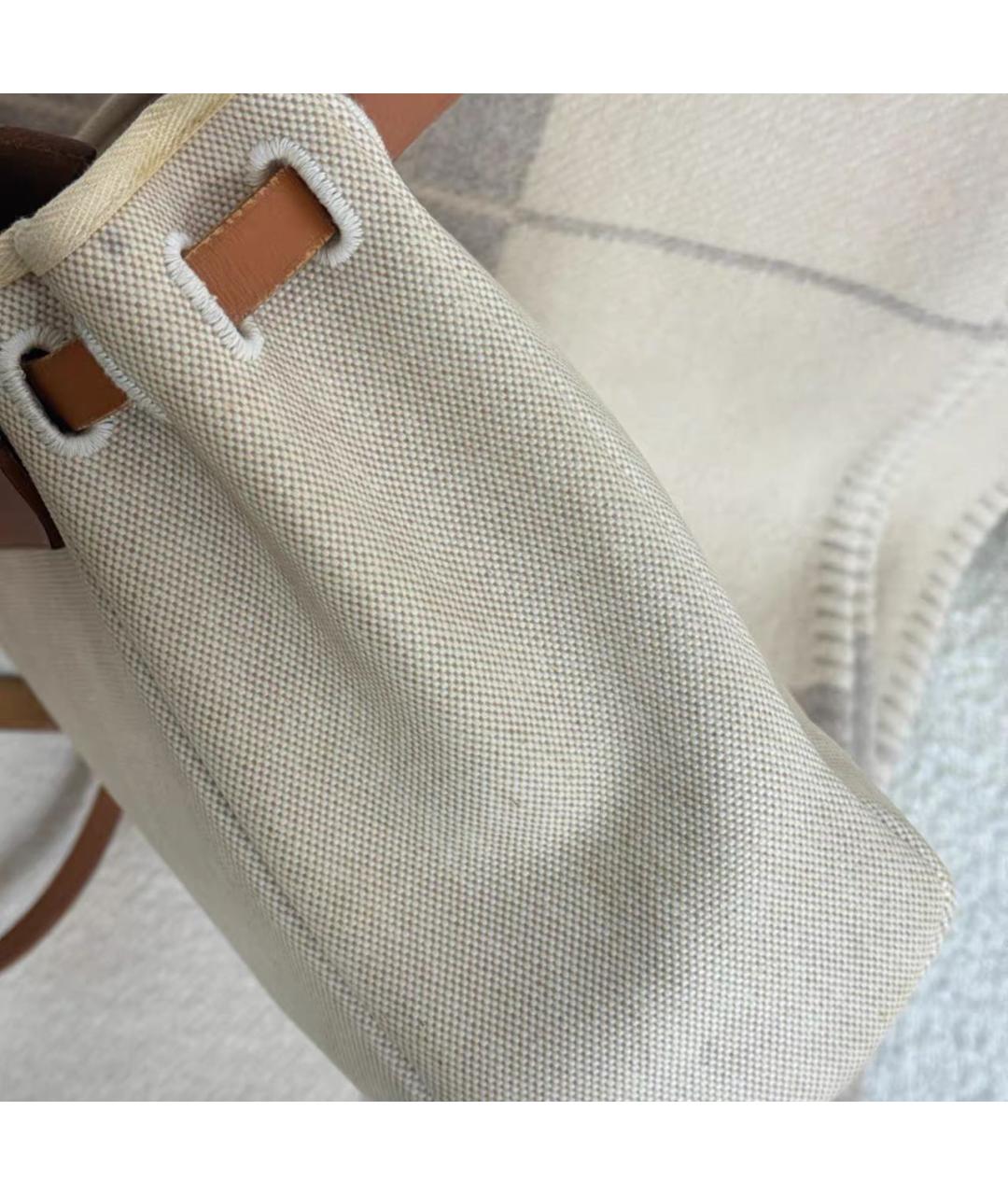 HERMES Бежевая кожаная сумка с короткими ручками, фото 6