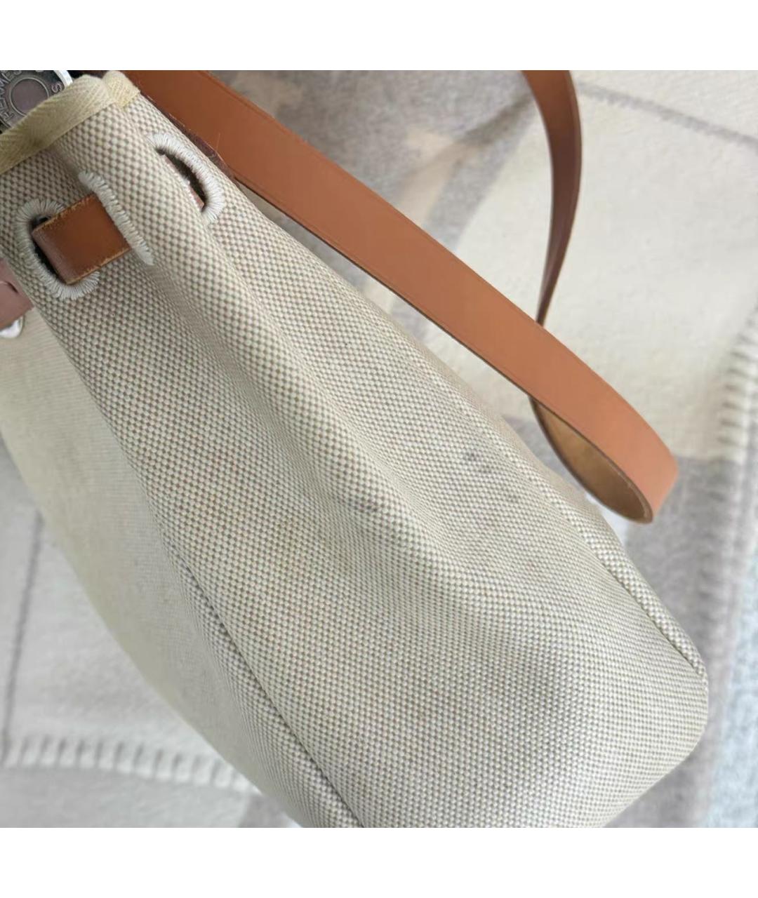 HERMES Бежевая кожаная сумка с короткими ручками, фото 5