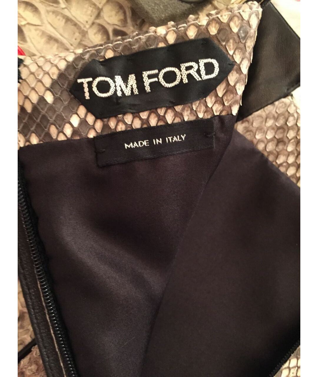 TOM FORD Мульти юбка мини из экзотической кожи, фото 5