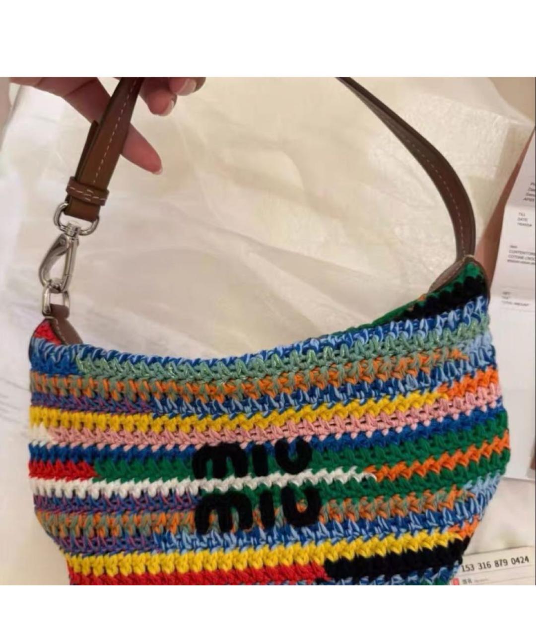 MIU MIU Мульти тканевая сумка с короткими ручками, фото 4