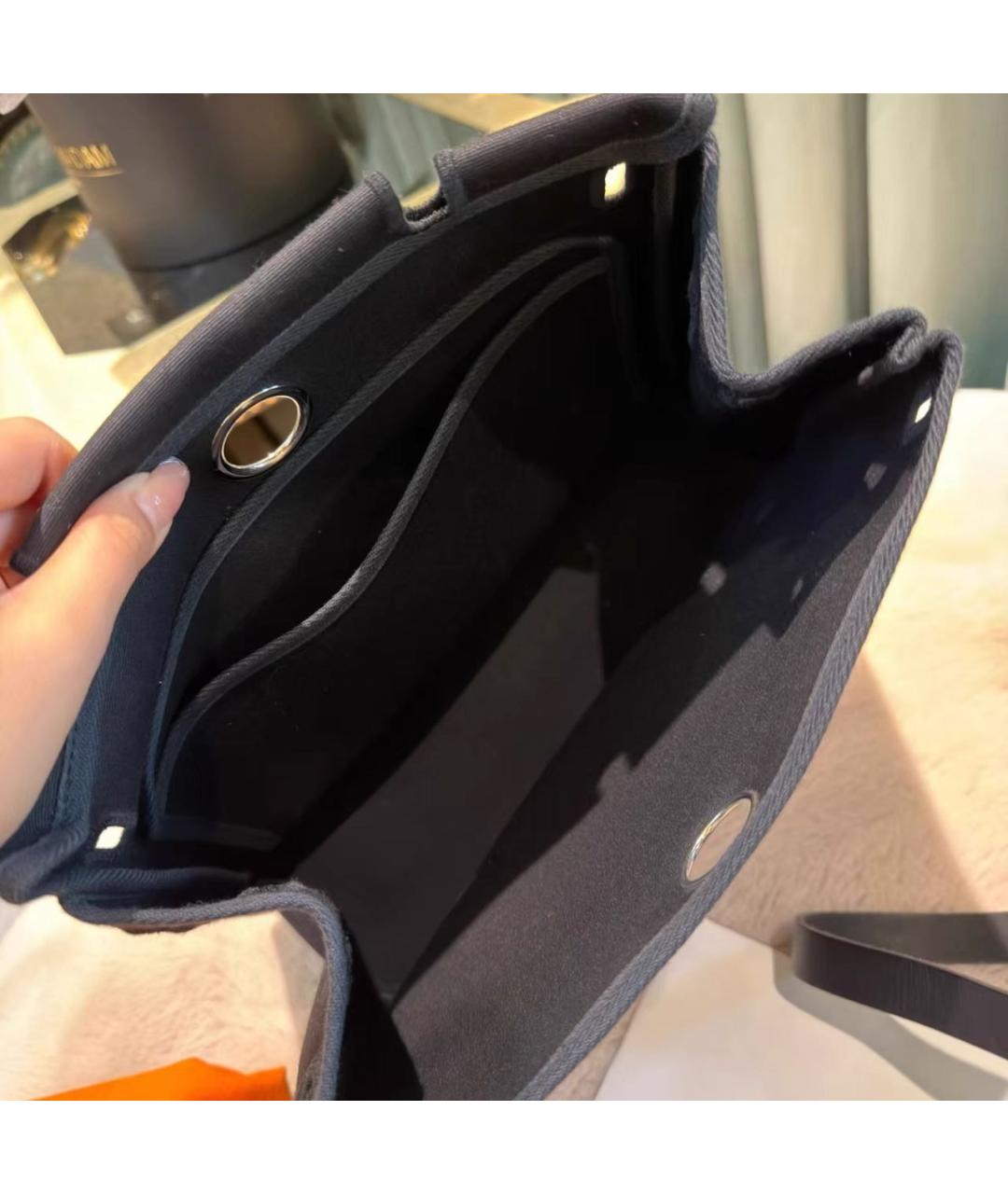HERMES Черная кожаная сумка с короткими ручками, фото 7