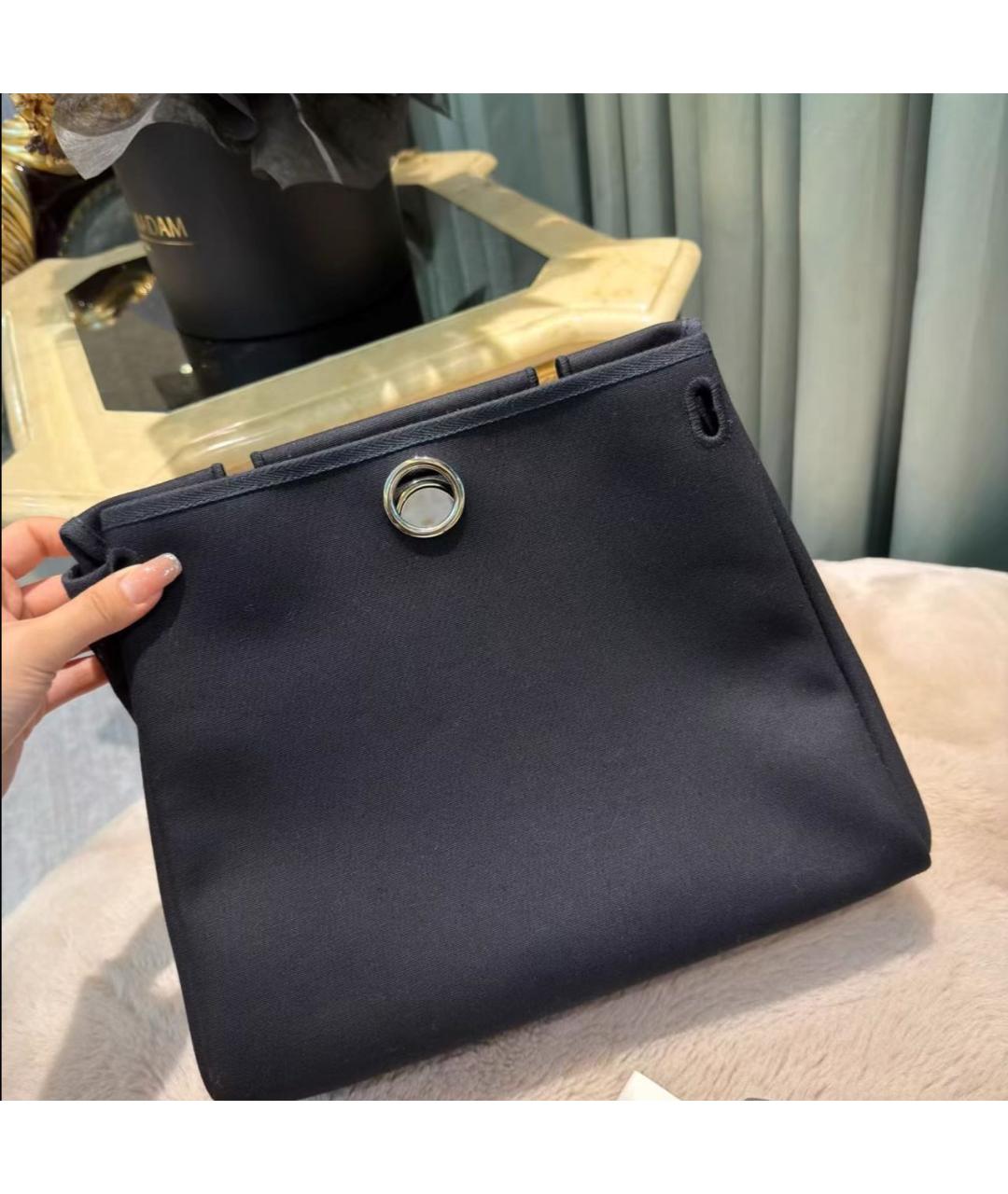 HERMES Черная кожаная сумка с короткими ручками, фото 6
