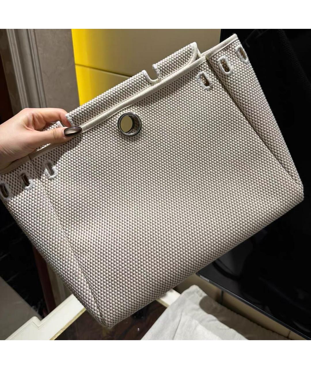 HERMES Темно-синяя кожаная сумка с короткими ручками, фото 8