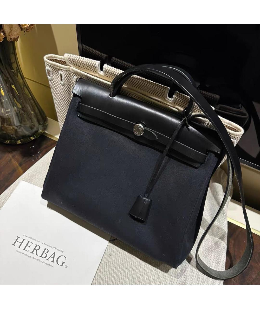 HERMES Темно-синяя кожаная сумка с короткими ручками, фото 2