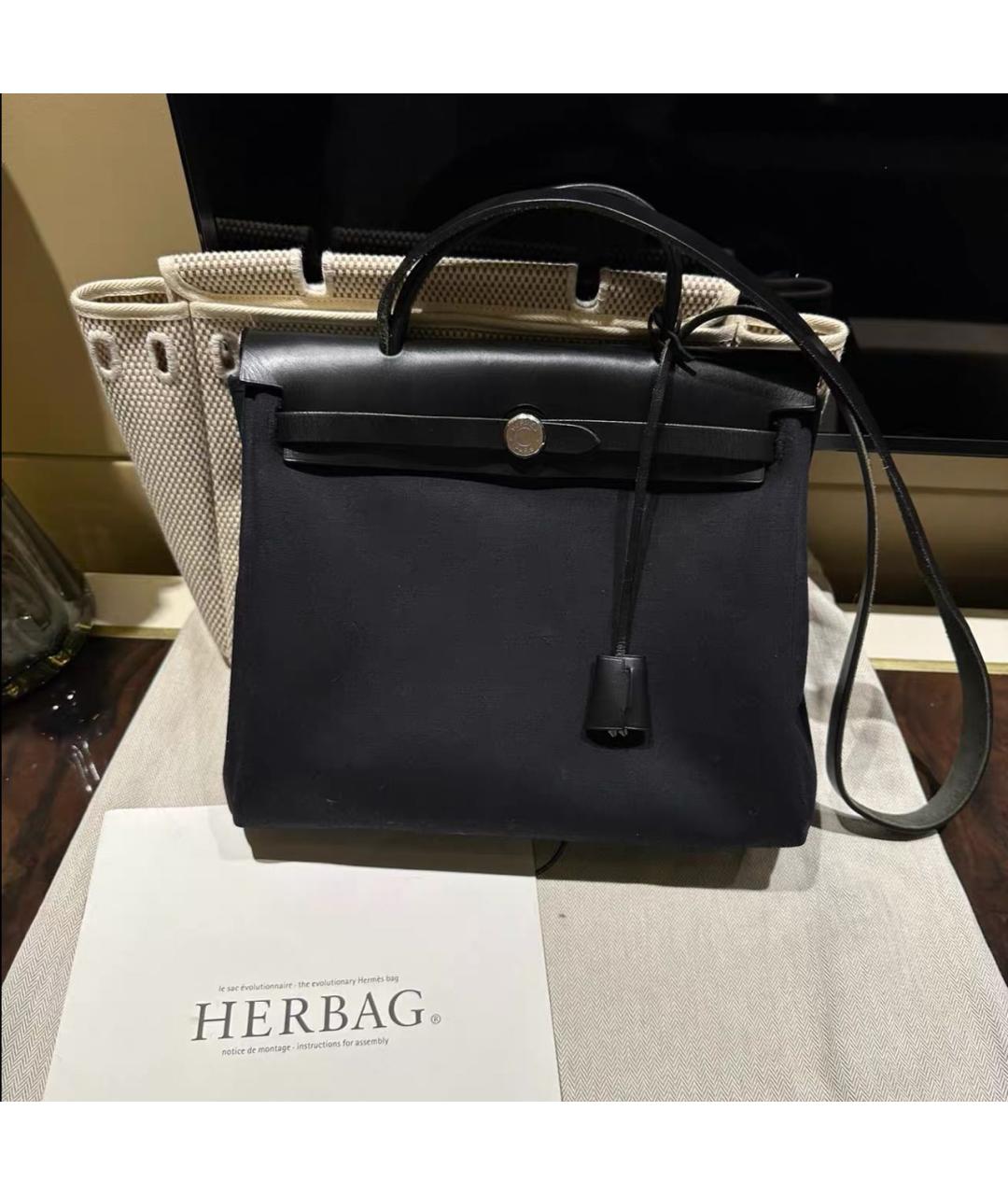 HERMES Темно-синяя кожаная сумка с короткими ручками, фото 9