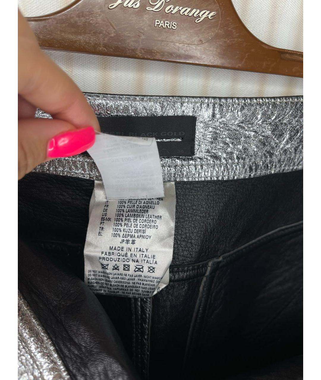 DIESEL Серебряная кожаная юбка мини, фото 5