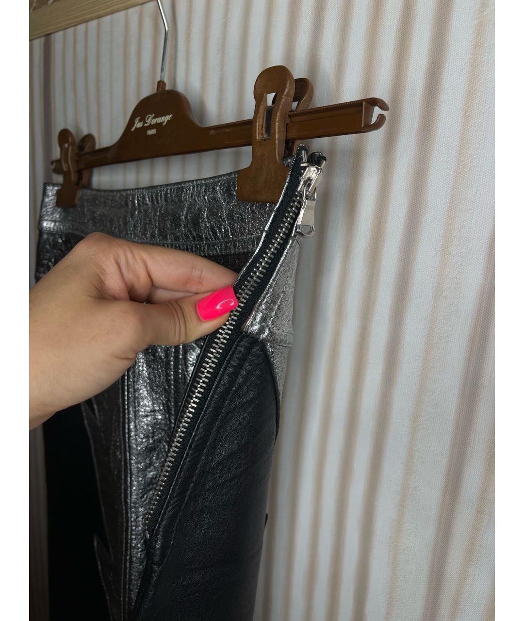 DIESEL Серебряная кожаная юбка мини, фото 7