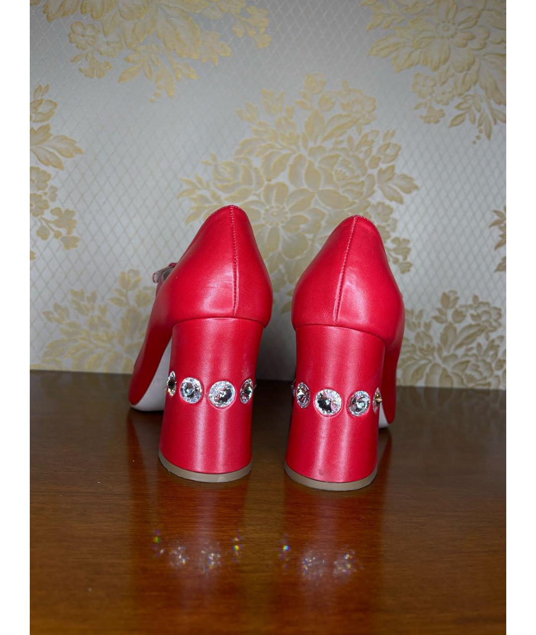 MIU MIU Красные кожаные туфли, фото 6