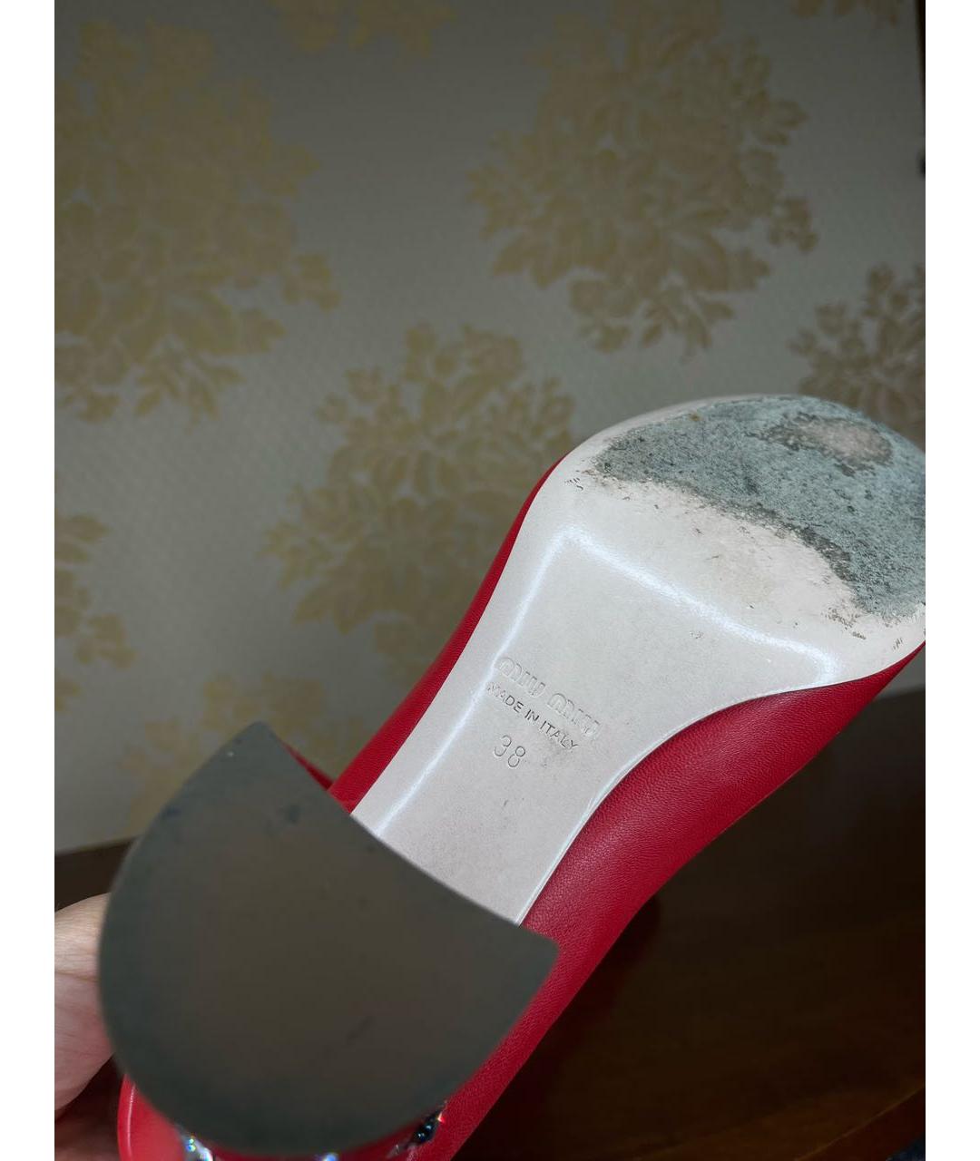 MIU MIU Красные кожаные туфли, фото 5