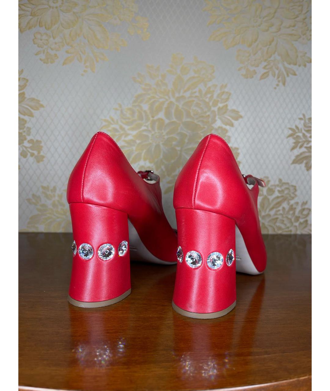 MIU MIU Красные кожаные туфли, фото 7