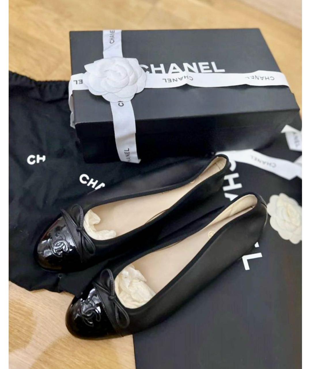 CHANEL Черные кожаные балетки, фото 2