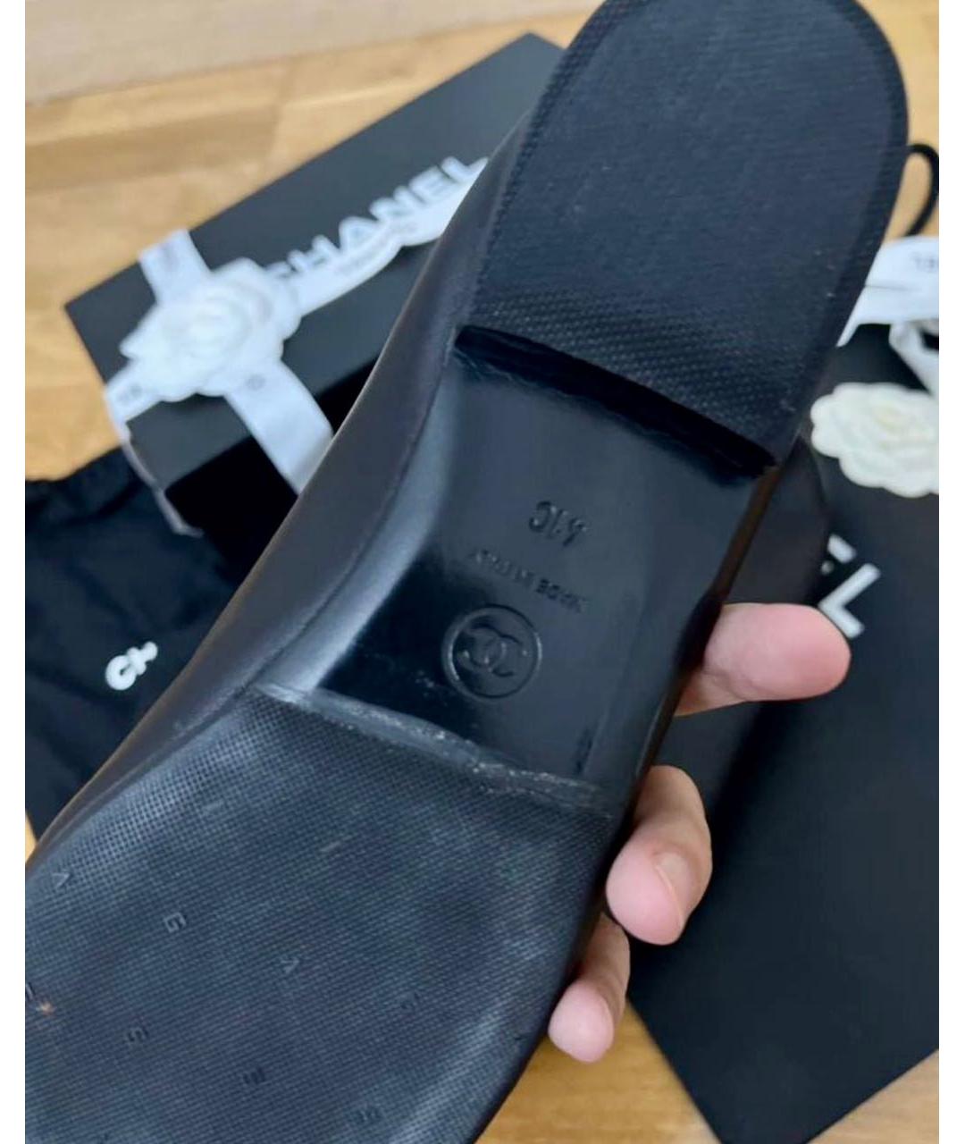 CHANEL Черные кожаные балетки, фото 5