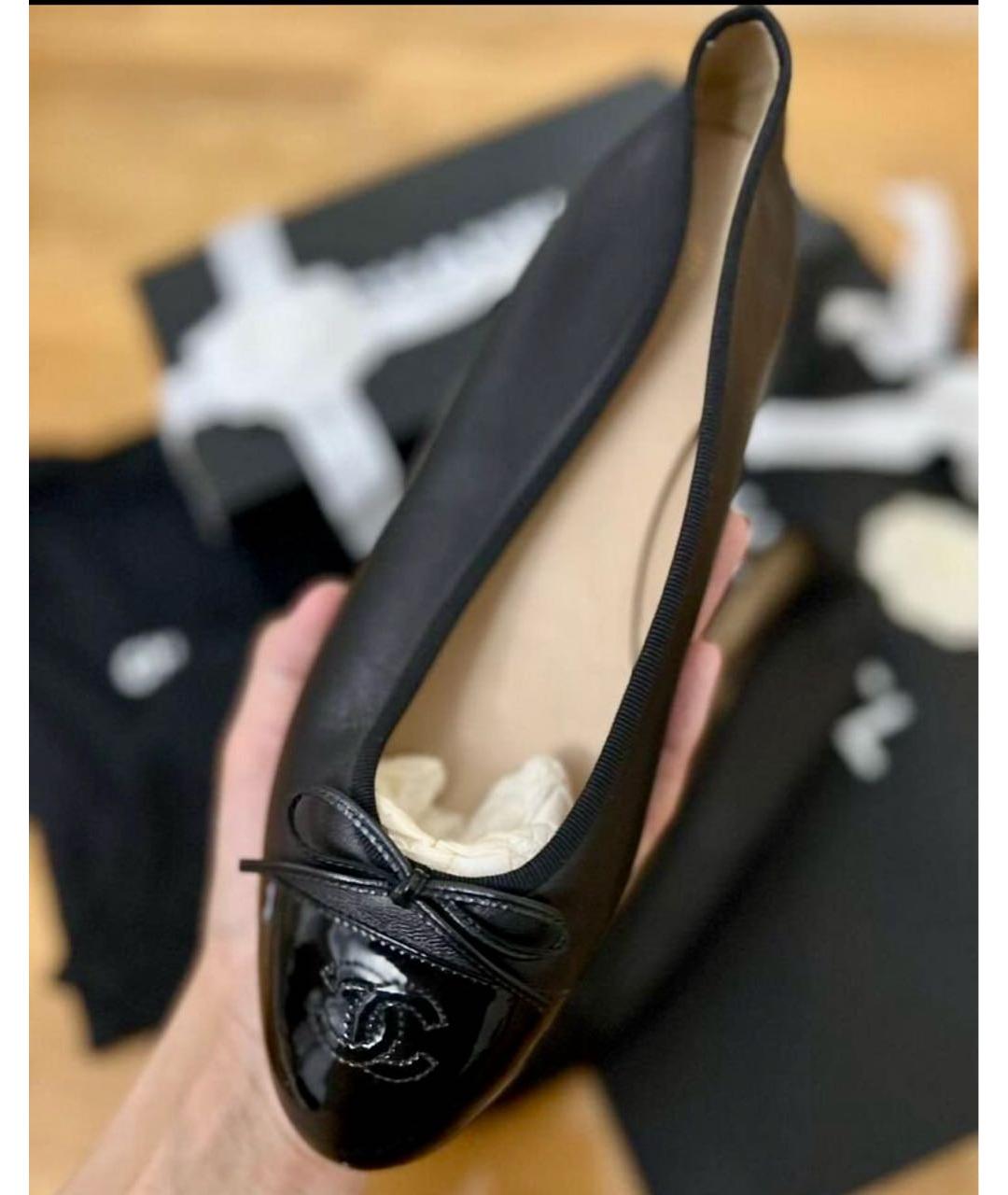 CHANEL Черные кожаные балетки, фото 6