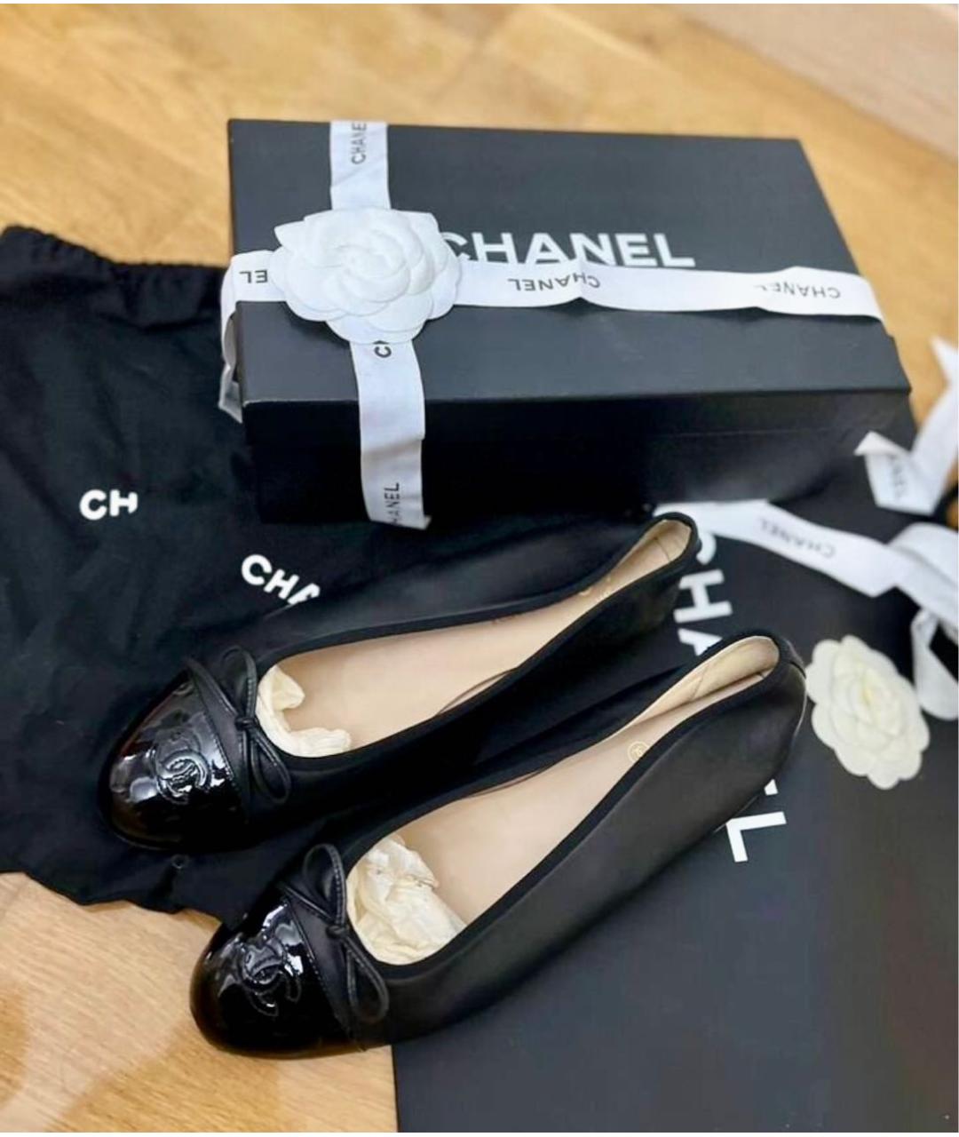 CHANEL Черные кожаные балетки, фото 8
