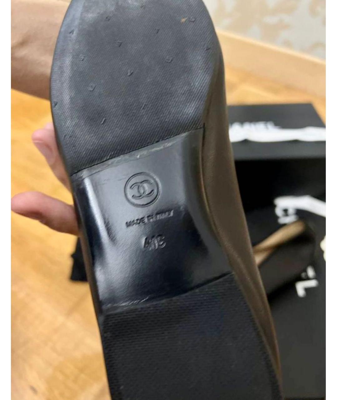 CHANEL Черные кожаные балетки, фото 4