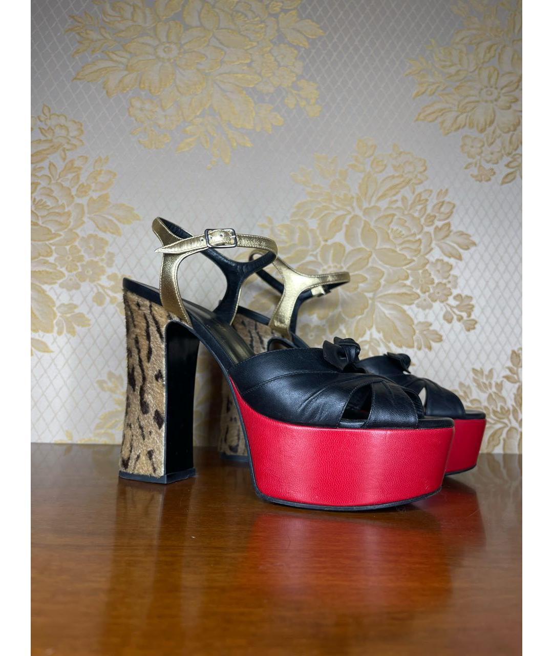 SAINT LAURENT Мульти кожаные босоножки, фото 6